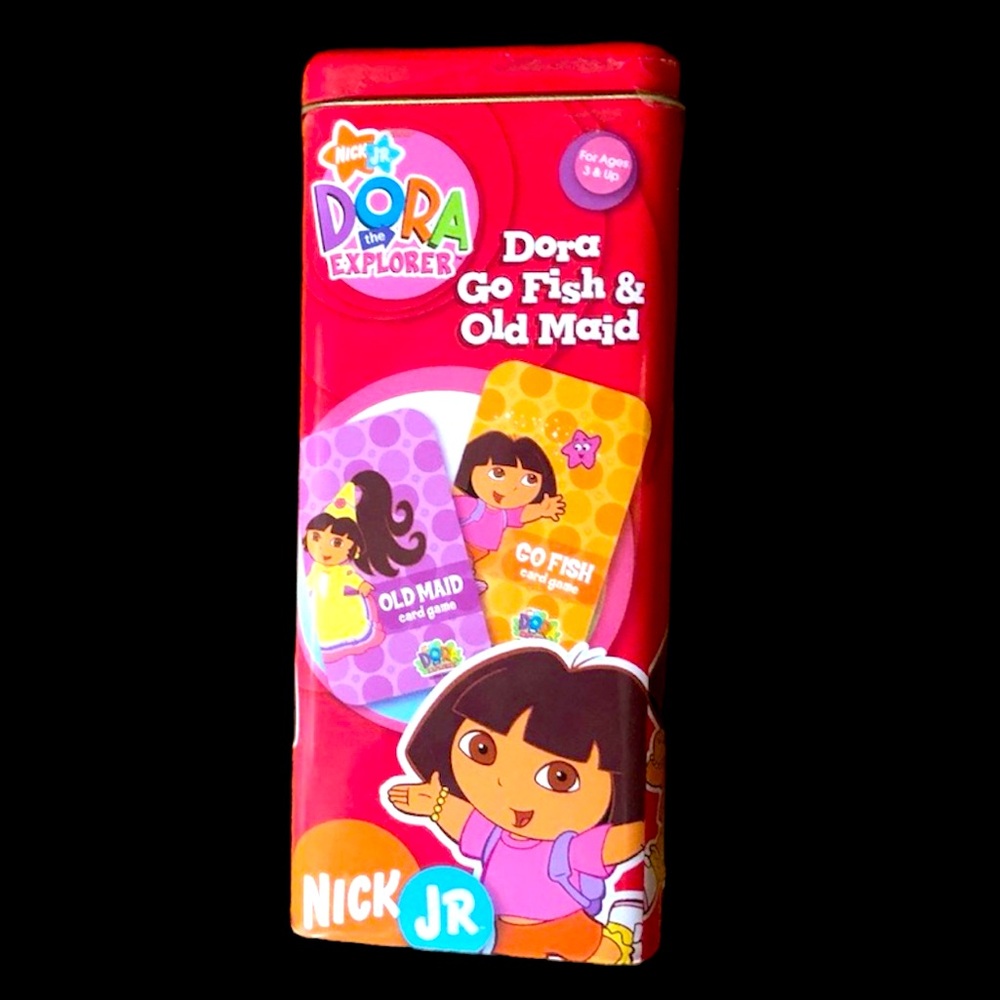 Nick Jr. Dora the Explorer Dora Go Fish & Old Maid in Metal Tin NEW
